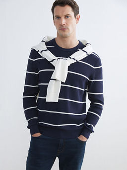 Bisiklet Yaka ?izgili Erkek Kazak