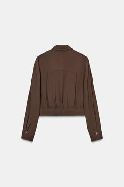 CAMISA CORTA TRABILLAS HOMBROS / Marr?n - Zara фото 8