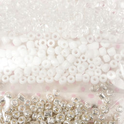 Цена за 2 шт. Бисер круглый «Чёрный, белый и серебро», 5 цветов × 10 г