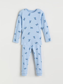 Bisiklet Yaka Bask?l? Uzun Kollu Erkek Bebek Pijama Tak?m?