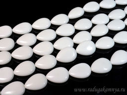 Бусины из агата белого капля 24*18мм, 40см, 16 бусин Радуга камня