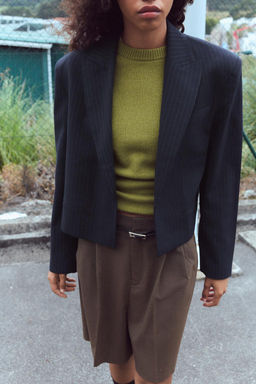 OVERSIZE PINSTRIPE CROPPED BLAZER - Zara фото 5