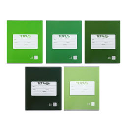 Комплект тетрадей из 10 штук, 18 листов в клетку, Однотонная Новая Школьная. Эконом, обложка мелованная бумага, ВД-лак, белизна 75% (серые листы)