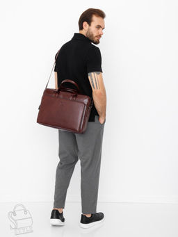 Портфель мужской кожаный 68001 brown Fuzhiniao