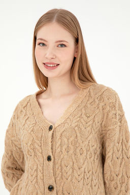 Женский трикотажный кардиган песочного меланжа Неожиданная скидка в корзине - U.s. polo assn фото 2