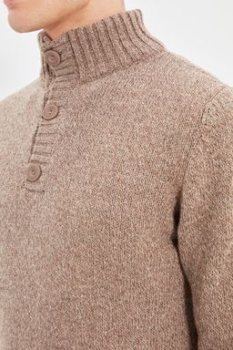 TRENDYOL MAN Vizon Casual Slim Fit Yunlu Yar?m Bal?kc? Dugmeli Triko Kazak TMNAW21KZ0394 - Trendyolmilla фото 11