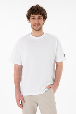 Erkek Oversize Fit Bisiklet Yaka Beyaz Ti__rt Sepette S_rpriz _ndirim