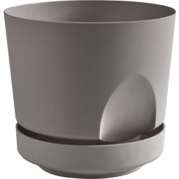 Цена за 2 шт. Кашпо для цветов пластиковое 0,8л d-12см "Тренд"с поддоном Серый жемчуг