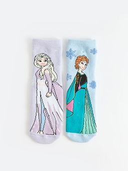 Elsa Desenli K?z ?ocuk Havlu Soket ?orap 2li