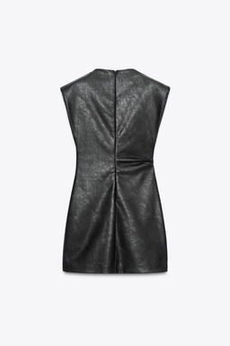 FAUX LEATHER SHORT DRESS WITH SHOULDER PADS - Zara фото 8