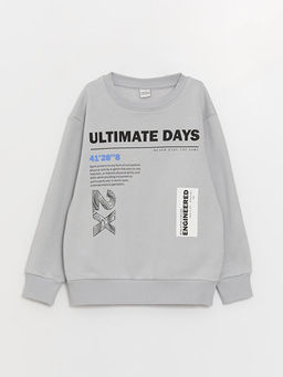 Rahat Kal?p Bisiklet Yaka Bask?l? Erkek ?ocuk Sweatshirt - Waikiki фото 3