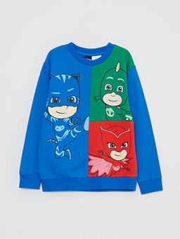 Bisiklet Yaka Pijamaskeliler Bask?l? Uzun Kollu Erkek ?ocuk Sweatshirt