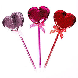 Цена за 12 шт. Ручка Сердечки, с пайетками, синие чернила, МИКС - Simaland фото 3