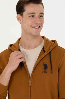 U. S. Polo Assn Мужской вязаный кардиган кокосового цвета с капюшоном - U.s. polo assn фото 16