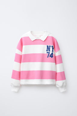 STRIPED POLO NECK SWEATSHIRT