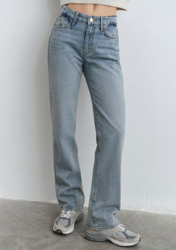 Jane Classic Denim Puslu Ac?k Mavi Jean Pantolon  фото 5