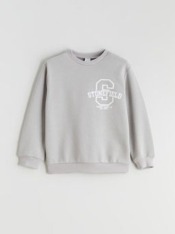 Bask?l? Erkek ?ocuk Sweatshirt