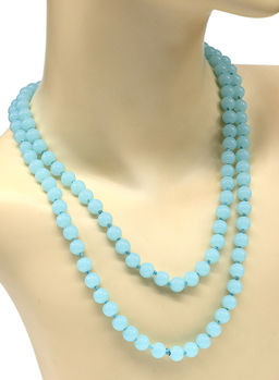 Бусы длинные шарик 8мм цв.аквамарин