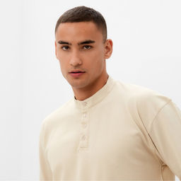 Футболка с длинным рукавом мужская MINAKU бежевая, р-р 50