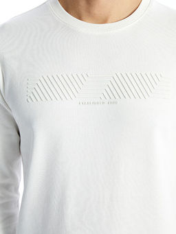 Bisiklet Yaka Uzun Kollu Bask?l? Erkek Sweatshirt