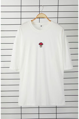 TRENDYOL MAN Buyuk Beden Ekru Oversize/Genis Kesim %100 Pamuklu T-Shirt TMNSS25BF00006 - Trendyolmilla фото 3