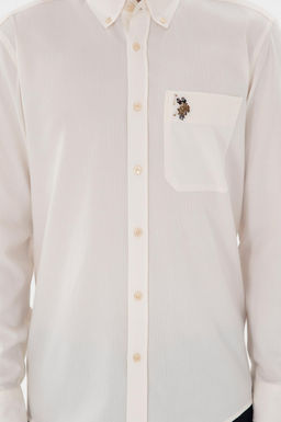 Мужская кремовая рубашка с длинным рукавом 1 бесплатно для 1 зоны в рубашках - U.s. polo assn фото 6