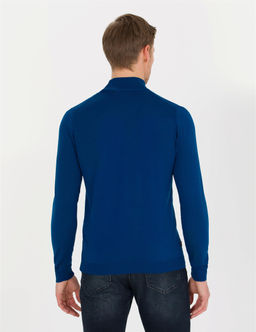 _ndigo Slim Fit Yar_m Bal_k__ Yaka Y_n Kar___ml_ Basic Triko Kazak - Pierre cardin фото 5