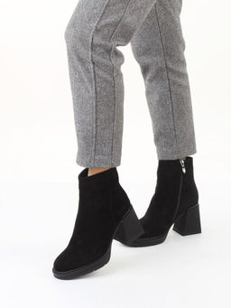 04-M3-9203 BLACK Ботильоны зимние женские (натуральная замша, натуральный мех)