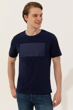 Мужская темно-синяя футболка с круглым вырезом Неожиданная скидка в корзине