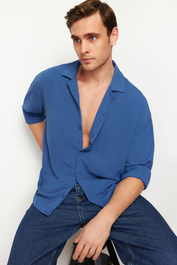 TRENDYOL MAN Beyaz Oversize Fit Apas Yaka Yazl?k Keten Gorunumlu Gomlek TMNSS23GO00053 - Trendyolmilla фото 31