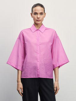 Рубашка из хлопка с коротким рукавом / Zarina  фото 3