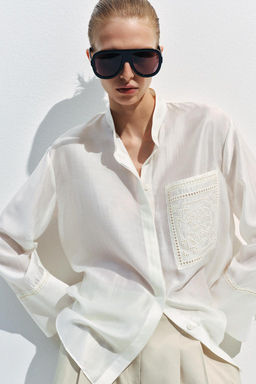 CAMISA BOLSILLO BORDADO ZW COLLECTION / Blanco - Zara фото 10