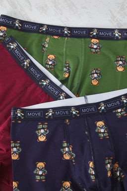 TRENDYOL MAN Cok Renkli 3lu Paket Ay? Bask?l?-Duz Esnek PamukluBoxer TMNSS25BX00008 - Trendyolmilla фото 2