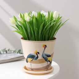 Цена за 2 шт. Горшок для цветов Доляна «Каракум», 800 мл, цвет бежевый