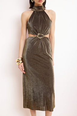 Alt?n Simli Cut Out Detayl? Maxi S?k/Gece Elbise TPRSS26EL00054 - Trendyolmilla фото 3