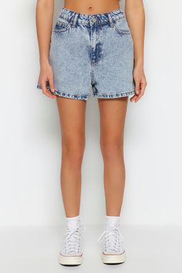 Ac?k Mavi Yuksek Bel City Boy Denim Sort TWOSS23SR00199