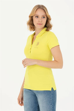 Женская неоново-желтая базовая футболка с воротником-поло Неожиданная скидка в корзине - U.s. polo assn фото 3