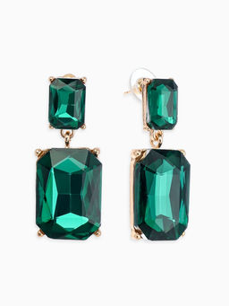 Серьги со стразами «Клео» классика, цвет изумрудный в золоте