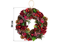 Новогоднее украшение венок 34*34*8 см Красный бархат круг - Elan gallery фото 2