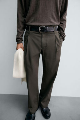 COTTON-VISCOSE PLEATED TROUSERS - Zara фото 5