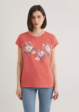 Bask?l? Pembe Tisort - Mavi фото 4