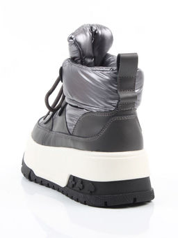 04-WG039-1M GRAY Ботинки зимние женские (натуральная кожа, курточная ткань, 100% шерсть)