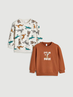 Kaplan Bask?l? Erkek ?ocuk Kal?n Sweatshirt 2li