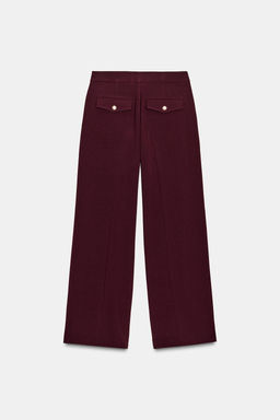PANTAL?N ANCHO TIRO ALTO / Burgundy - Zara фото 8