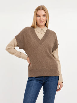 пуловер женский свободного кроя с коротким рукавом