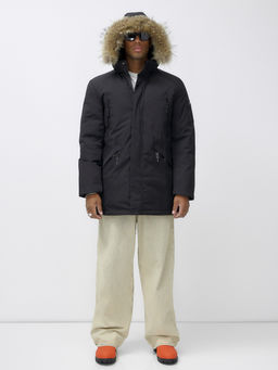 Парка мужская зимняя удлиненная с мехом черного цвета 606_1Ch - Mtforce фото 7