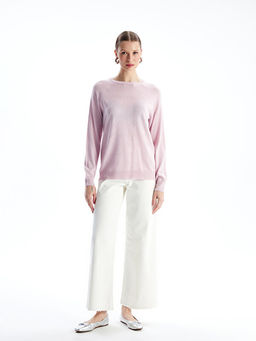 Bisiklet Yaka D?z Uzun Kollu Kad?n Triko Kazak