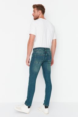 TRENDYOL MAN Indigo Skinny Fit Esnek Kumas Dar Kesim Eskitme Gorunumlu Jeans Kot Pantolon TMNAW22JE0311 - Trendyolmilla фото 7