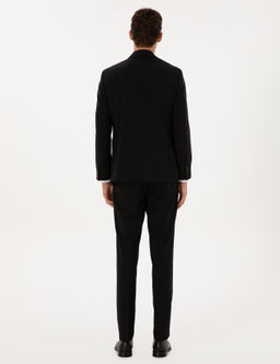 Siyah Ex. Slim Fit %100 Y_n Kruvaze Tak_m Elbise