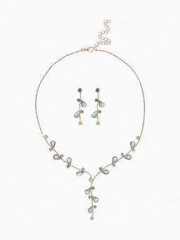 Набор 2 предмета: серьги, колье Изумление цветение, цвет белый в золоте, 42 см